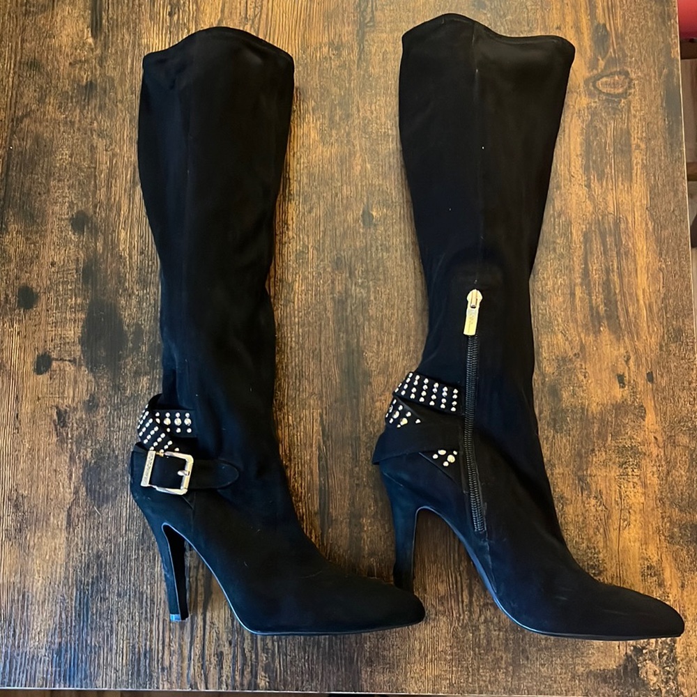 BCBGeneration Women's Suede Slouch Boot with Gold Detailing